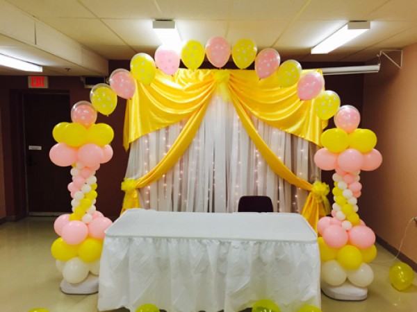 Balloon And Drape For Baby Shower Decoration