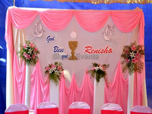 Pink And White Drape Decoration For Holy Communion