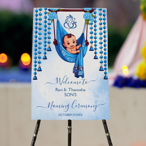 <font color="#f30997"> Entrance Welcome Board </font> <br> Welcome your guests in style with our custom made welcome board along with stand </br> Duration : 6 Hours </br>