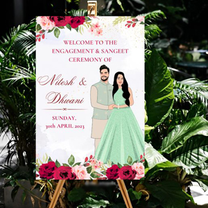 <font color="#f30997"> Entry Welcome Board </font> <br> Make a memorable entrance with our theme-based welcome board, a stylish addition to your decorations </br> Duration : 6 Hours </br>