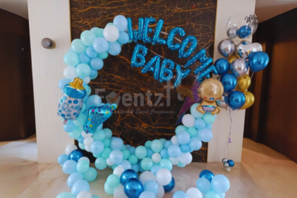 Welcome Baby Blue Ring Decor